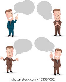 Set of cut businessman or office worker pose in various characters expressing feeling and emotion in communication concept.vector