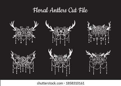 Set of cut file Deer antlers decorations