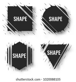 Set of cut geometric shapes. Strokes ripped effect. Shapes to for rip, slash, damage, torn effects