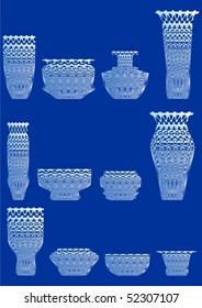 Set from cut glass ware on a dark blue background.