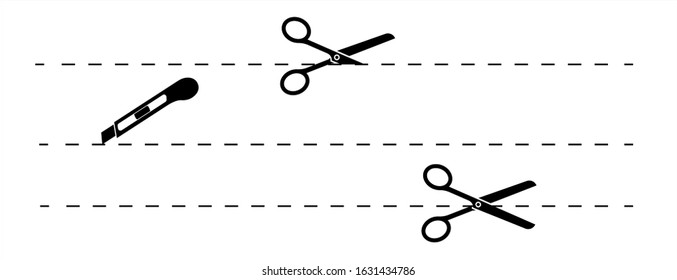 set of cut lines scissors, editable stroke. easy to modify. Paper cut icon with dotted line. Vector scissors with cut lines. Vector set of cutting scissors. vector,eps10