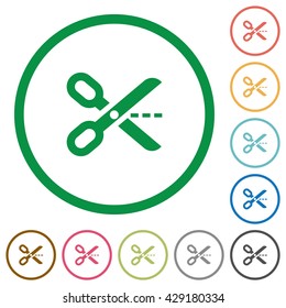 Set of cut out color round outlined flat icons on white background