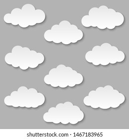 Set of cut out paper clouds