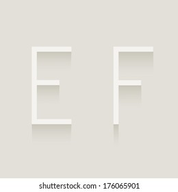 Set of cut paper capital letters, E and F. Eps 10. 