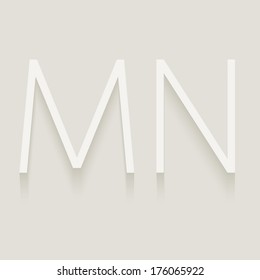 Set Of Cut Paper Capital Letters, M And N. Eps 10. 