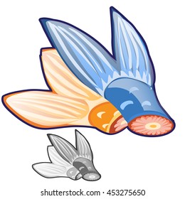 Set the cut tails of fish. Vector illustration.