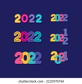 set of cute 2022 year icons