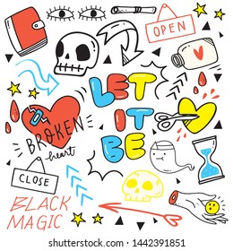 Set of cute abstract hand drawn doodles