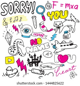 Set of cute abstract hand drawn doodles