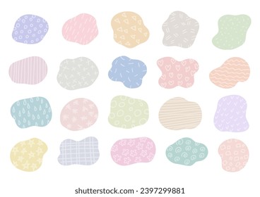 Set of cute abstract hand-drawn pattern. Colorful fluid Shapes. Vector illustration. White background.