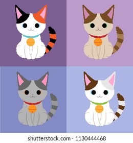 Set of cute adorable cats vector illustration