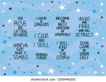 set of cute affirmation phrases