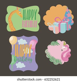 Set of cute african animals. Vector illustration
