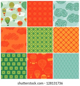 Set of Cute Air Balloons Backgrounds - for design and scrapbook - in vector