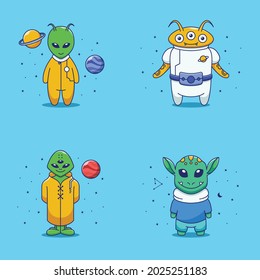 conjunto de ilustraciones alienígenas lindas