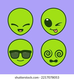 Set of Cute Alien Stickers