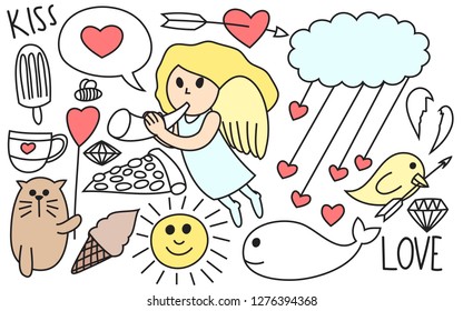 Set of cute angel valentines day 