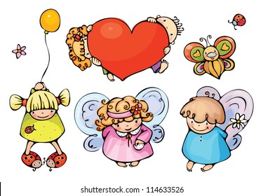 Set of cute angels for design