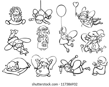 Set of cute angels for design