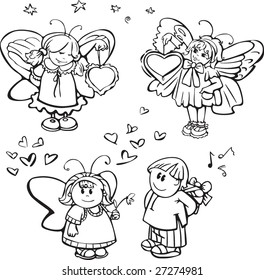 Set of cute angels for design