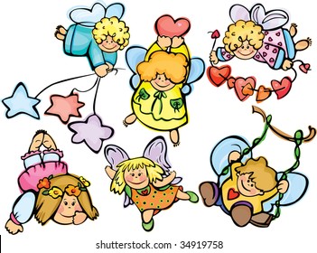 Set of cute angels for design