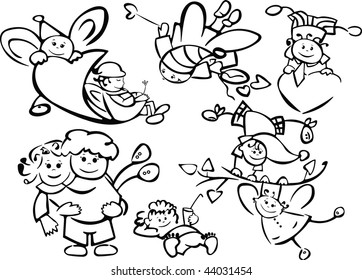 Set of cute angels for design