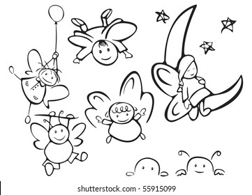 Set of cute angels for design