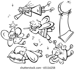 Set Cute Angels Design Stock Vector (Royalty Free) 65116258