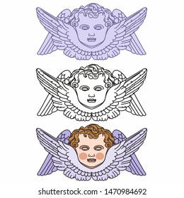 Set of Cute angels isolated on white background. vector illustration