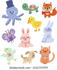 a set of cute animal