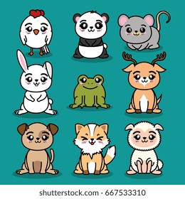 set of cute animal