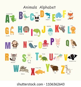 set of cute animal alphabet. 