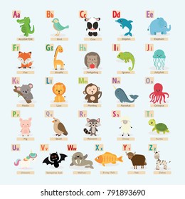 set of cute animal alphabet. 