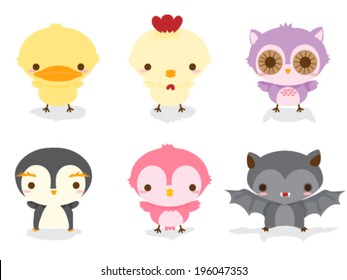 Set of cute animal babies