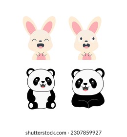 set of cute animal cartoon background