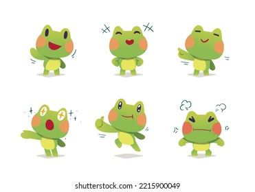 set of cute Animal cartoon frog mascot character