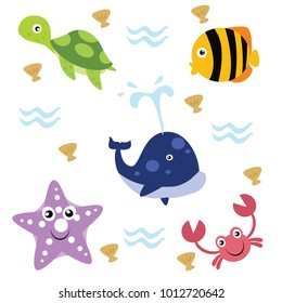 Set of cute animal cartoon for kids