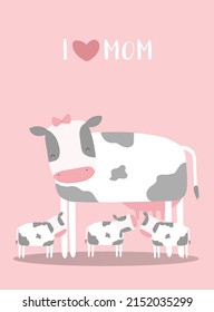 Set of cute animal design for happy Mothers Day card,poster,template,greeting cards,Vector illustrations.