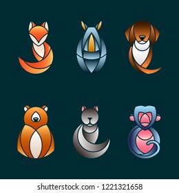Set of cute animal design vectors