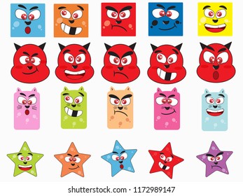 set of cute animal and emotions for cloth and print