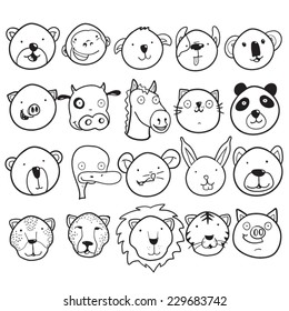 Set of cute animal faces