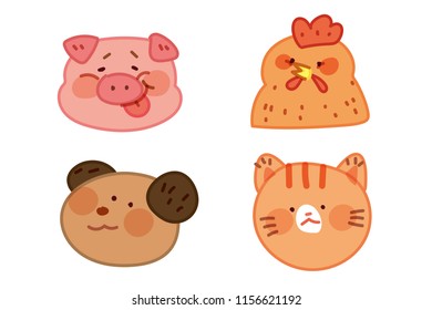 
Set of cute animal faces vector illustration. EPS10