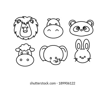 Set of Cute Animal head icon