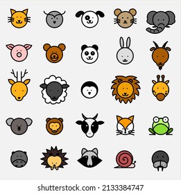 set of cute animal icon sticker vector design