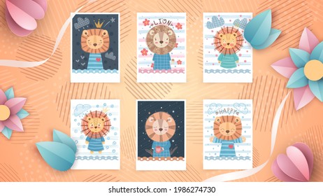 Set cute animal - idea for greeting card.