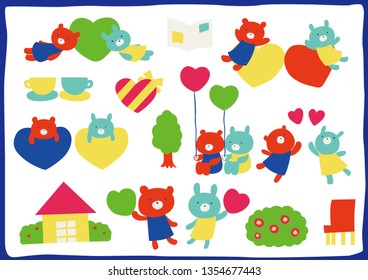 Set of cute animal illustration