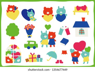 Set of cute animal illustration
