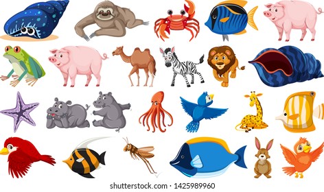 Set of cute animal illustration