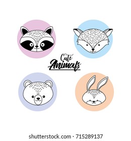 set cute animal and natural wildlife