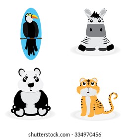 Set of cute animal on a white background